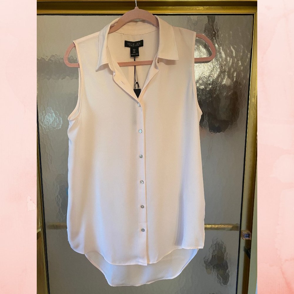 Rachel Zoe | White Sleeveless Button Down Blouse